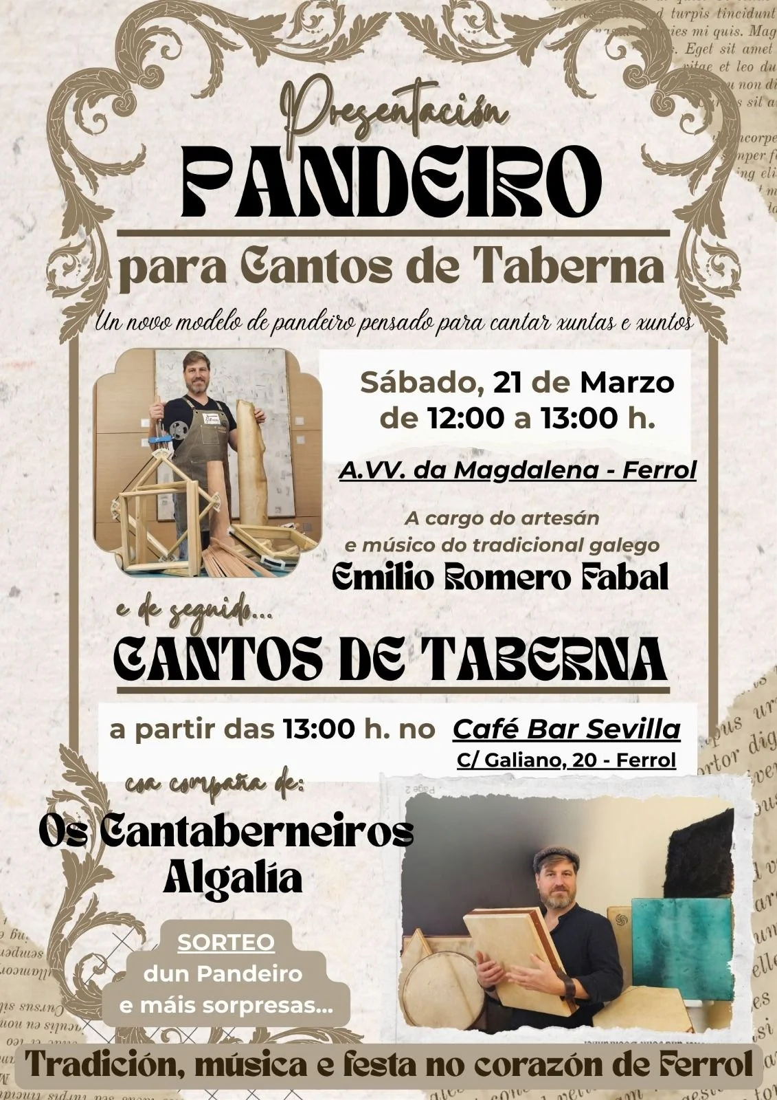 Imaxe principal para Presentación de pandeiro e cantos de taberna